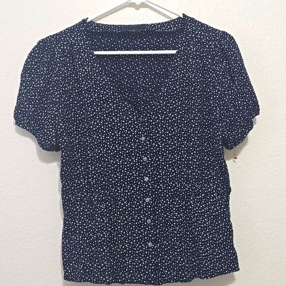J. Crew | Short Sleeve Button-Up Peplum Top EUC M - Picture 1 of 10